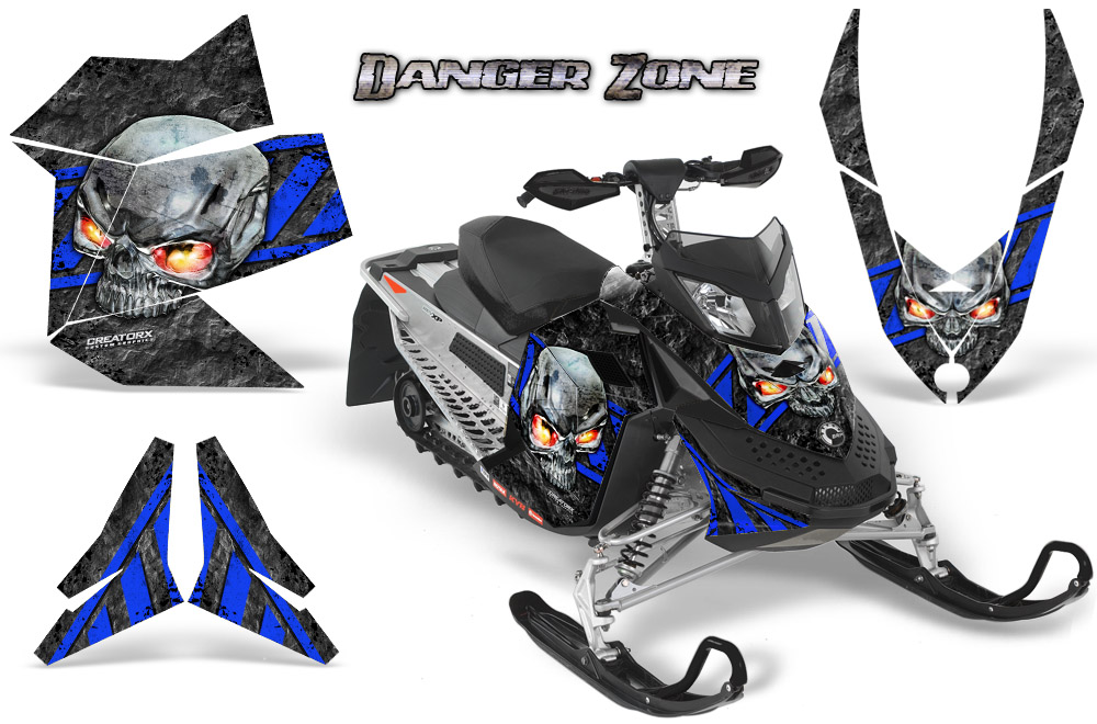 Skidoo REV XP Graphics Kit Danger Zone Blue